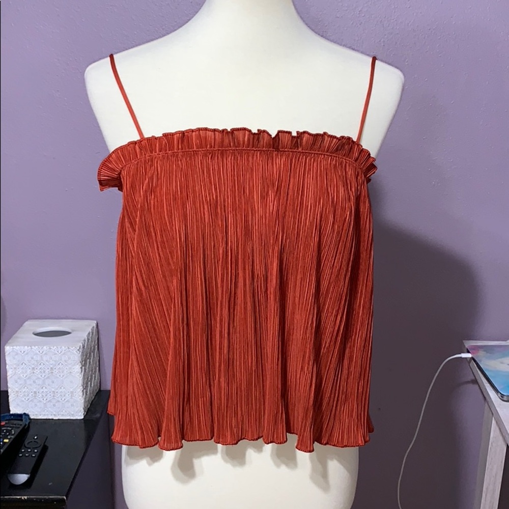 NWT Madewell Nicole Pleated Tank Top Rust Blouse